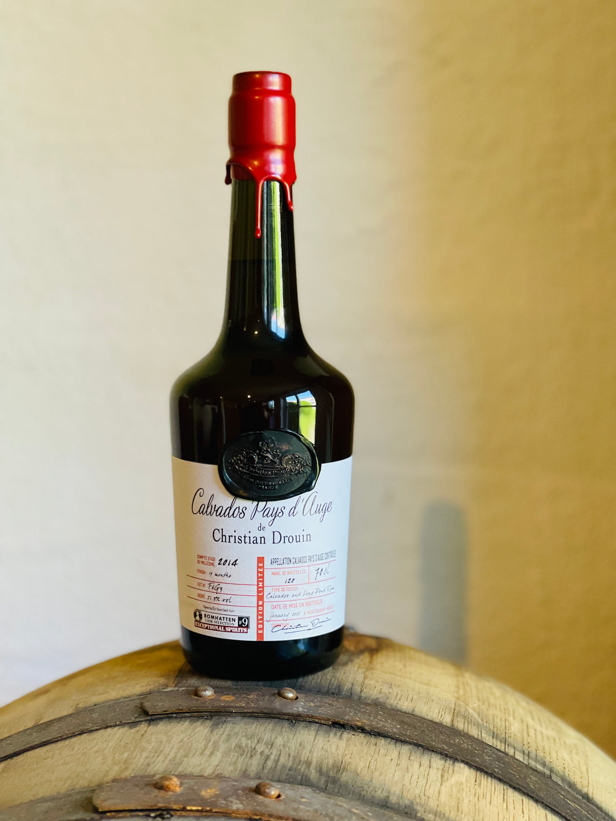 Christian Drouin Calvados 2014 med rød voksforsegling