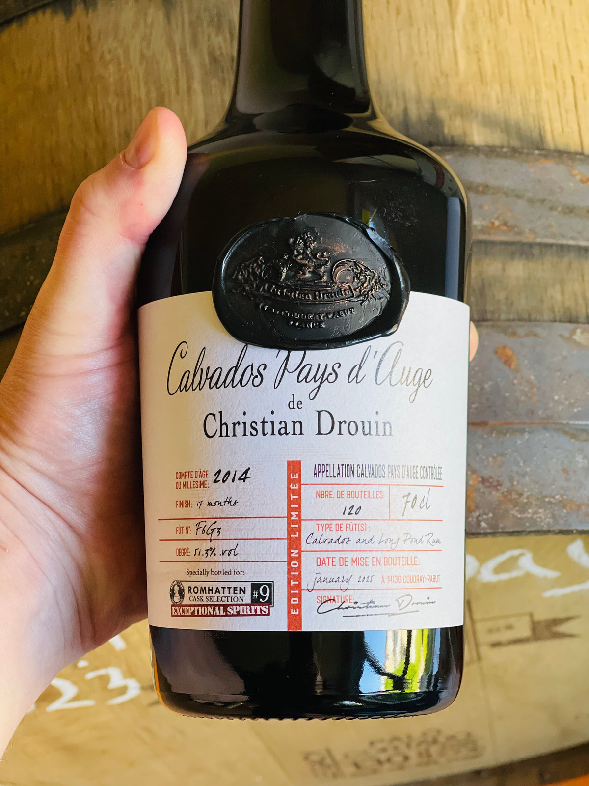 Etiket på Christian Drouin Calvados Pays d'Auge 2014, edition limitée