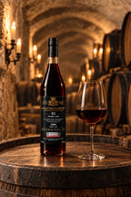 Daniel Bouju Pineau des Charentes 2000 – Romhatten Cask Selection #15 på en tønde i en kælder med et vinglas