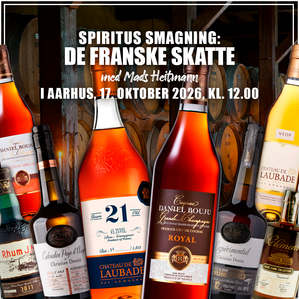 Plakat: Spiritussmagning De franske skatte med Mads Heitmann i Aarhus 17. oktober 2026 kl. 12
